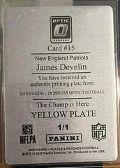 Plate Back | James Develin [Yellow Printing Plate] Football Cards 2019 Donruss Optic The Champ is Here