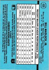 Back Of Card | Bill Madlock Baseball Cards 1988 Donruss