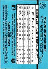 Back Of Card | Bill Buckner Baseball Cards 1988 Donruss