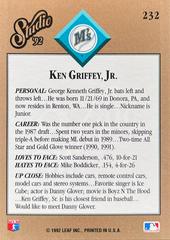 Card Back | Ken Griffey Jr. Baseball Cards 1992 Studio