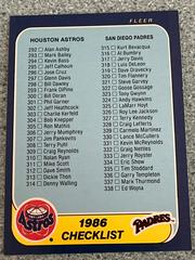 Checklist 292-385 Baseball Cards 1986 Fleer Prices
