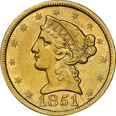 1851 Coins Liberty Head Half Eagle Prices