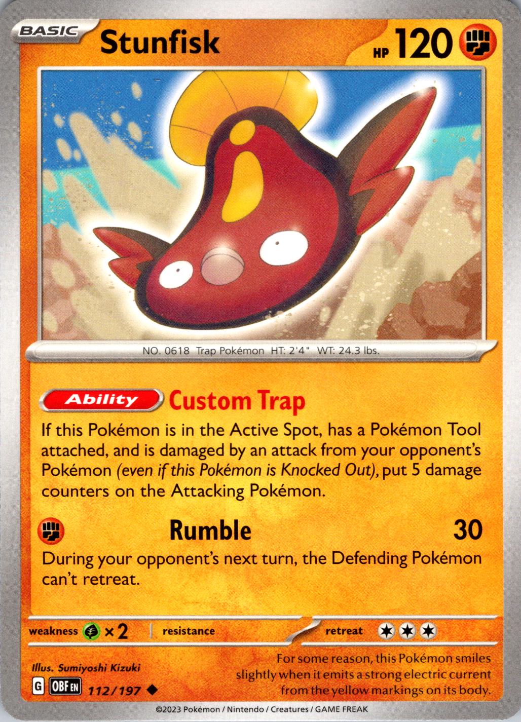 Stunfisk 112 Prices Pokemon Obsidian Flames Pokemon Cards