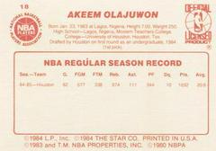 Back Side | Akeem Olajuwon Basketball Cards 1986 Star