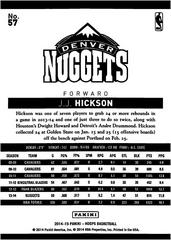 Back Of Card | J.J. Hickson Basketball Cards 2014 Panini Hoops