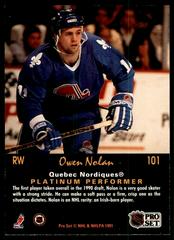 Back Of Card  | Owen Nolan Hockey Cards 1991 Pro Set Platinum