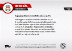 Back | Darwin Nunez [Black] Soccer Cards 2022 Topps Now UEFA Champions League Preseason