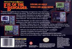 Dungeons & Dragons: Eye Of The Beholder - Back | Advanced Dungeons & Dragons Eye of the Beholder Super Nintendo