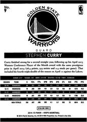 Back Of Card | Stephen Curry Basketball Cards 2014 Panini Hoops