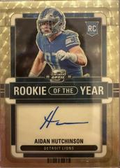 Aidan Hutchinson [Rookie of the Year Autograph Gold Vinyl] #ROY-AH Football Cards 2022 Panini Contenders Optic Rookie of the Year Prices