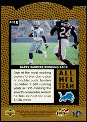 Back Of Card | Barry Sanders Football Cards 1996 Upper Deck Silver All NFL