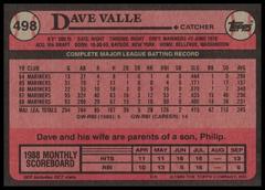 Back Of Card | Dave Valle Baseball Cards 1989 Topps