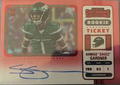 Ahmad 'Sauce' Gardner [SP Variation Autograph Red Zone Ticket] Football Cards 2022 Panini Contenders Prices