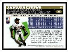 Reverse | Andujar Cedeno Baseball Cards 1996 Topps