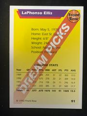 Back | LaPhonso Ellis Basketball Cards 1992 Front Row Dream Picks