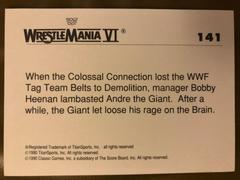 1990ClassicWWF_ColossalConnection141_CardBack | Andre the Giant, Bobby 'The Brain' Heenan Wrestling Cards 1990 Classic WWF The History of Wrestlemania