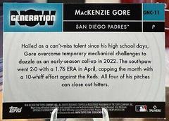 Back | MacKenzie Gore Baseball Cards 2022 Topps Chrome Update Generation Now
