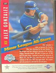 Back | Alex Gonzalez Baseball Cards 1994 Upper Deck Minors