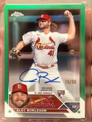 Front | Alec Burleson [Green] Baseball Cards 2023 Topps Chrome Rookie Autographs