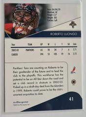 Backside | Roberto Luongo Hockey Cards 2003 ITG Toronto Star
