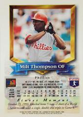 Rear | Milt Thompson Baseball Cards 1994 Topps Traded Finest Inserts