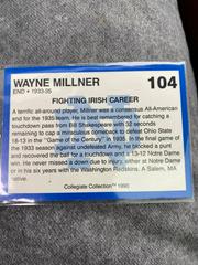 Back | Wayne Millner Football Cards 1990 Notre Dame Collegiate Collection