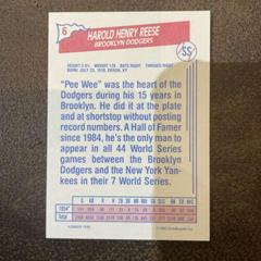 Pee Wee Reese [Back] #6 | Pee Wee Reese Baseball Cards 1992 Ziploc