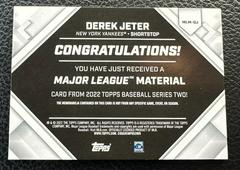 Back Of Card | Derek Jeter Baseball Cards 2022 Topps Update Major League Material Relics