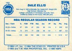 Back Side | Dale Ellis Basketball Cards 1986 Star