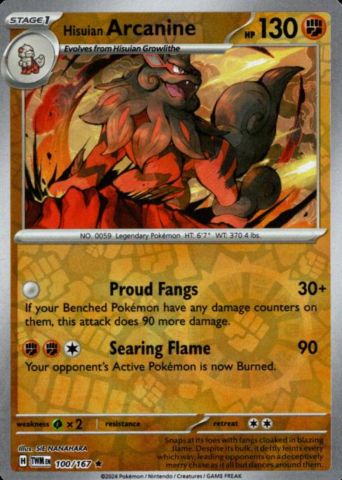 Hisuian Arcanine [Reverse Holo] #100 Pokemon Twilight Masquerade