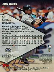Rear | Ellis Burks Baseball Cards 1998 Stadium Club