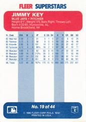 Back | Jimmy Key Baseball Cards 1988 Fleer Superstars