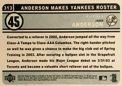 Rear | Jason Anderson Baseball Cards 2003 Upper Deck Vintage