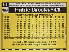 Rear | Hubie Brooks Baseball Cards 1990 Topps Traded Tiffany