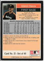 Back | Glenn Davis Baseball Cards 1990 Starline