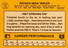 Rear | Pat Tablet Baseball Cards 1987 Donruss Opening Day