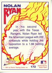 Reverse | 1990 League Leader Baseball Cards 1991 Pacific Nolan Ryan