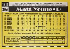 Rear | Matt Young Baseball Cards 1990 Topps Traded Tiffany