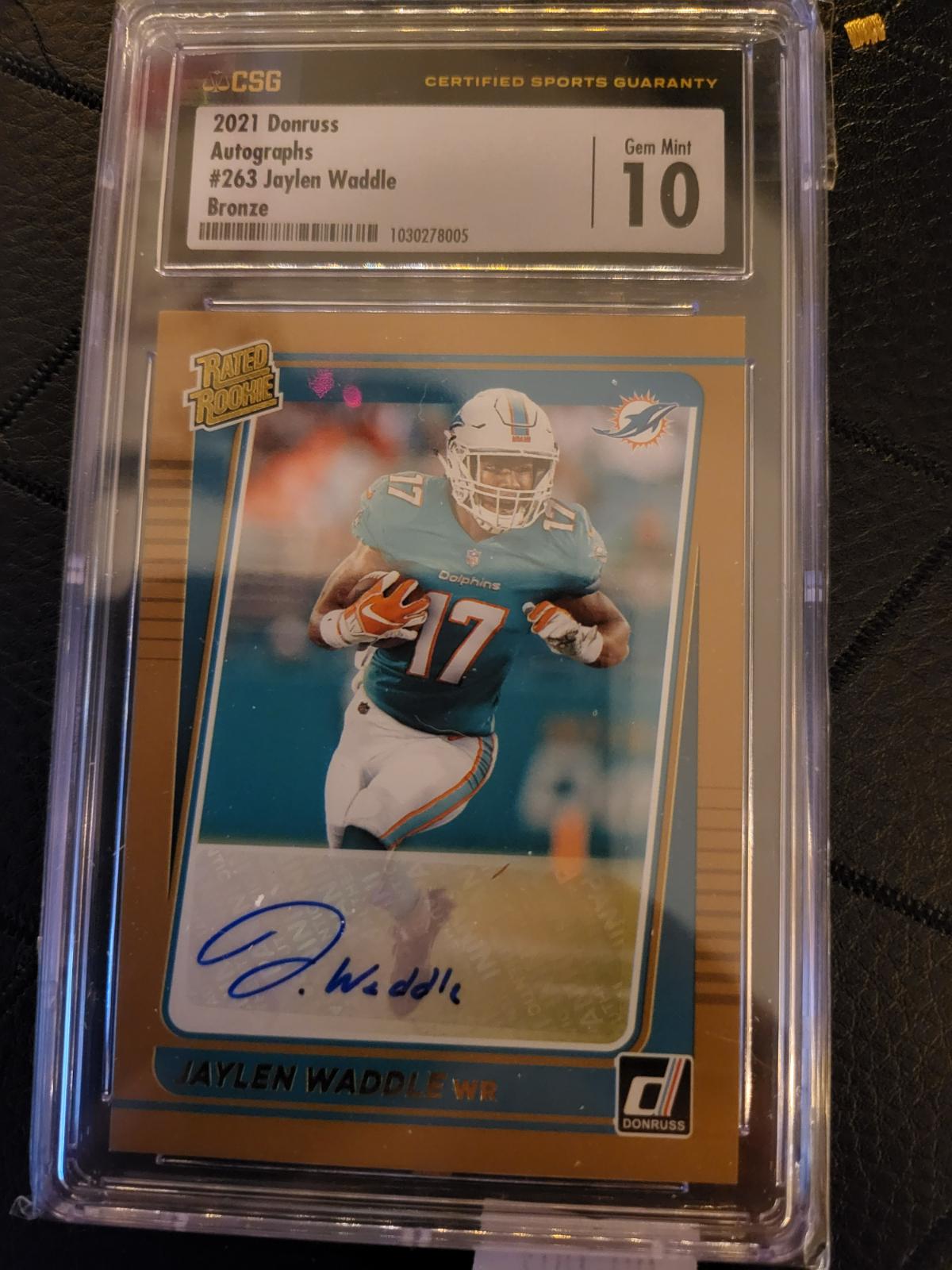 Jaylen Waddle Autograph Bronze Graded 10 2021 Panini Donruss 