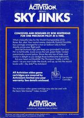 Back Cover | Sky Jinks Atari 2600