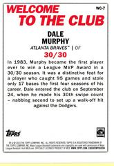 Back | Dale Murphy Baseball Cards 2023 Topps Welcome to the Club
