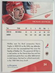 Backside | Nicklas Lidstrom Hockey Cards 2003 ITG Toronto Star