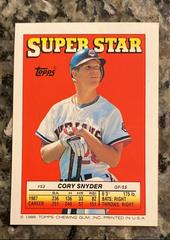 Back | Billy Hatcher, Mike Davis, Cory Snyder Baseball Cards 1988 Topps Stickercard