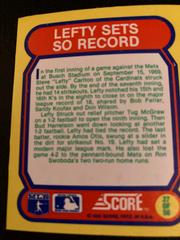 Lefty Sets SO Record #27 Baseball Cards 1988 Score Magic Motion Great Moments in Baseball Prices