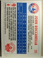 Back | John Boccabella Baseball Cards 1992 Nabisco Tradition