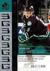 Paul Kariya #91 Hockey Cards 2002 SP Authentic Prices