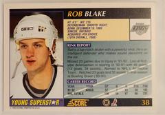 Back Of Card | Rob Blake Hockey Cards 1992 Score Young Superstars