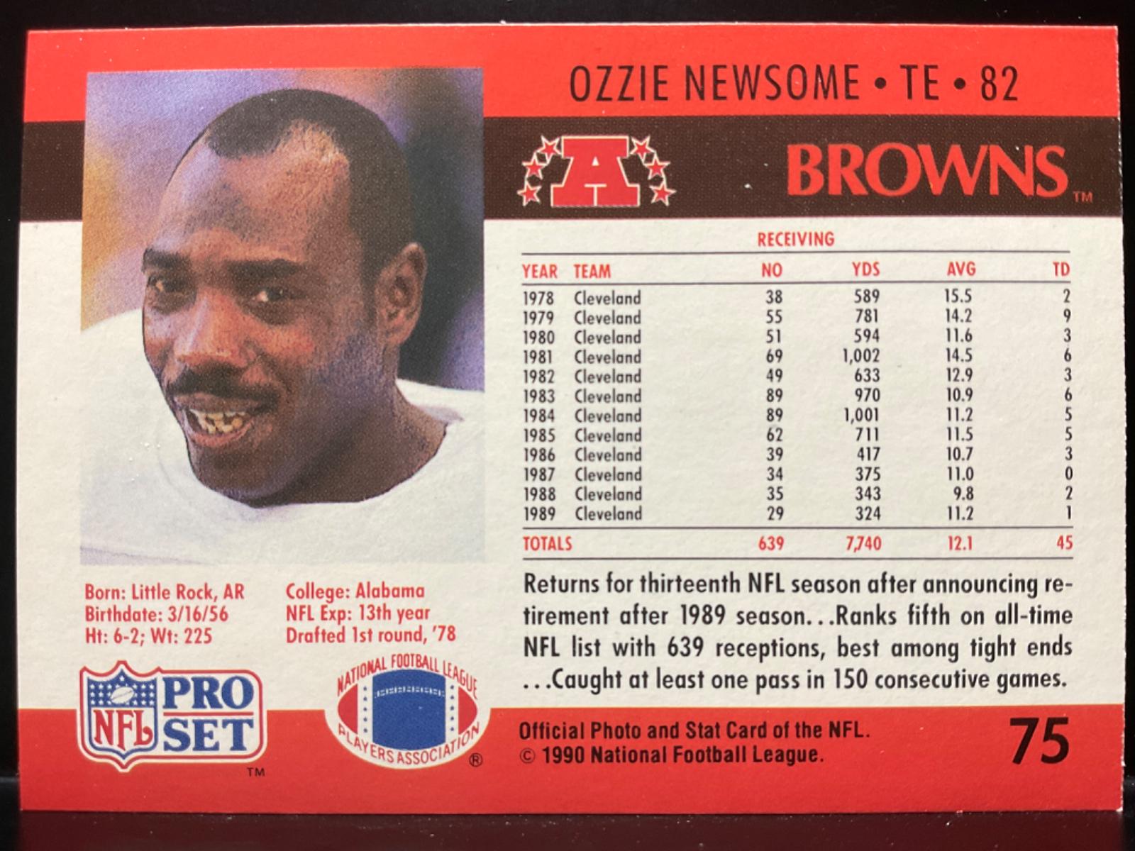 Ozzie Newsome Prices Pro Set Football Cards