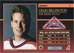 Craig Billington #1 USA Back | Craig Billington Hockey Cards 1993 Pinnacle All Stars