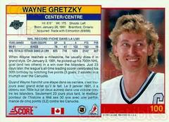Wayne Gretzky [Bilingual] #100 Hockey Cards 1991 Score Canadian Prices